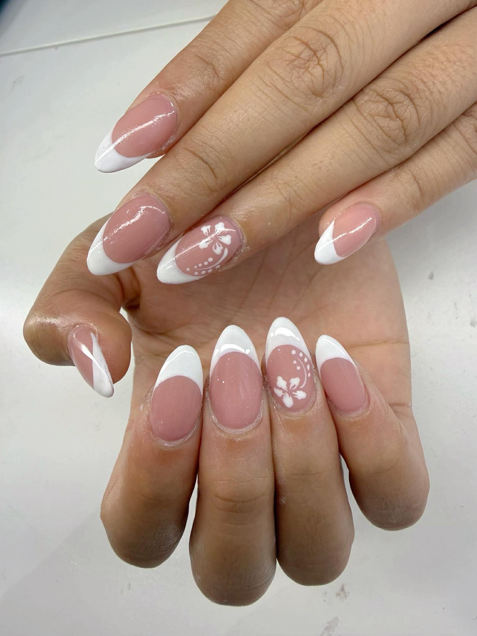 French butterfly white nails